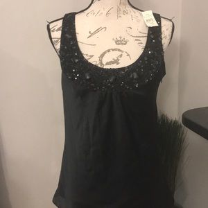 LOFT gorgeous Beaded Collar Sleeveless Top Sz 10